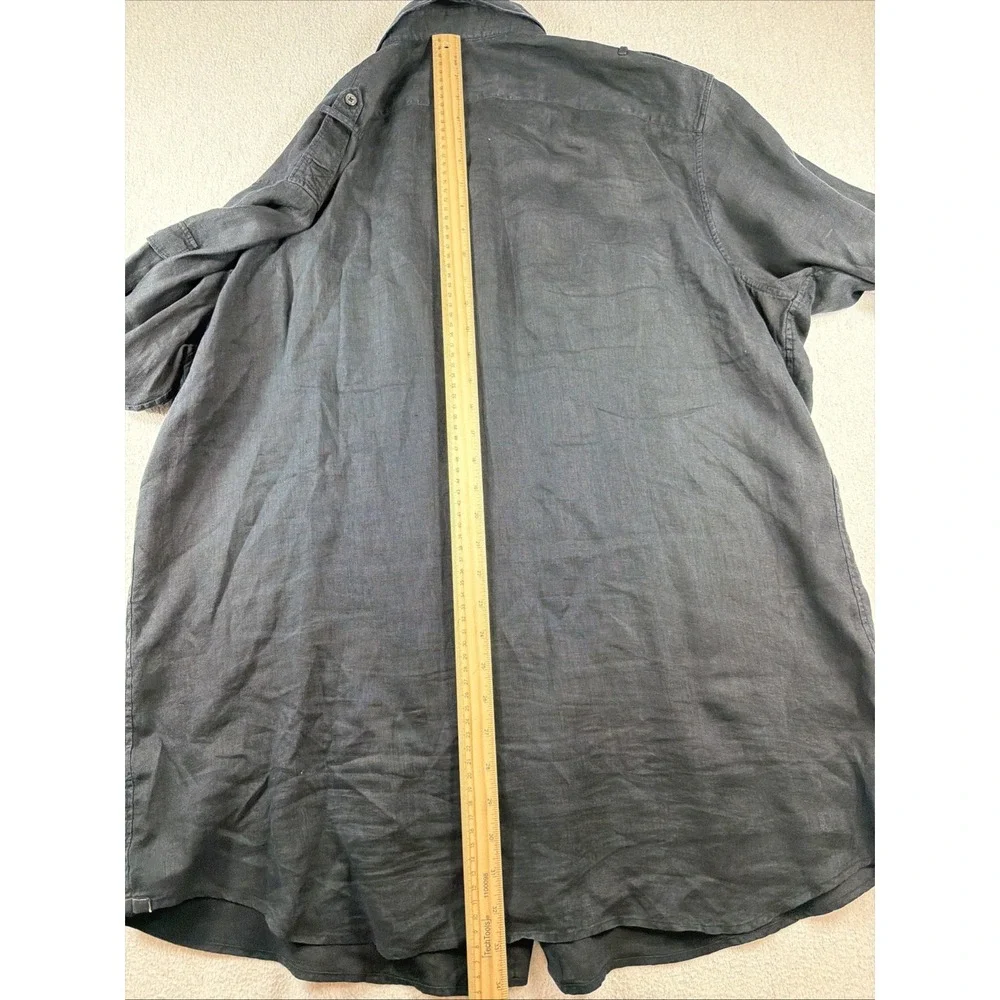 Banana Republic Heritage Linen Field Shirt Men XXL Tall Black Utility *see Notes